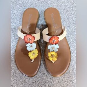 Toscanella Sandals Size 9 embellished with Flowers